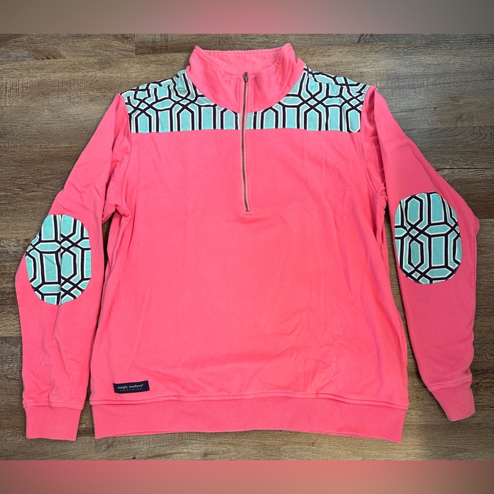 Simply Southern Half Zip Pink Sweatshirt Women’s Size Large